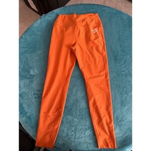 Peloton Womens High Waisted Athletic Leggings Orange Side Pocket Size M RN150110